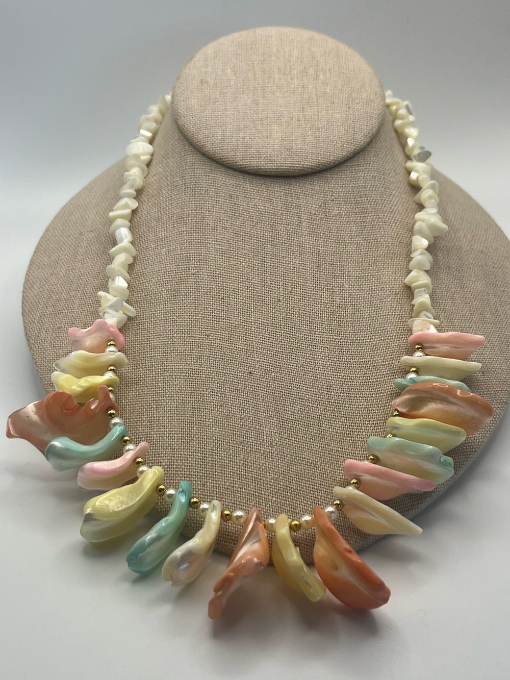 Multi-Color Shell Drop Necklace - Pastel Beach Statement